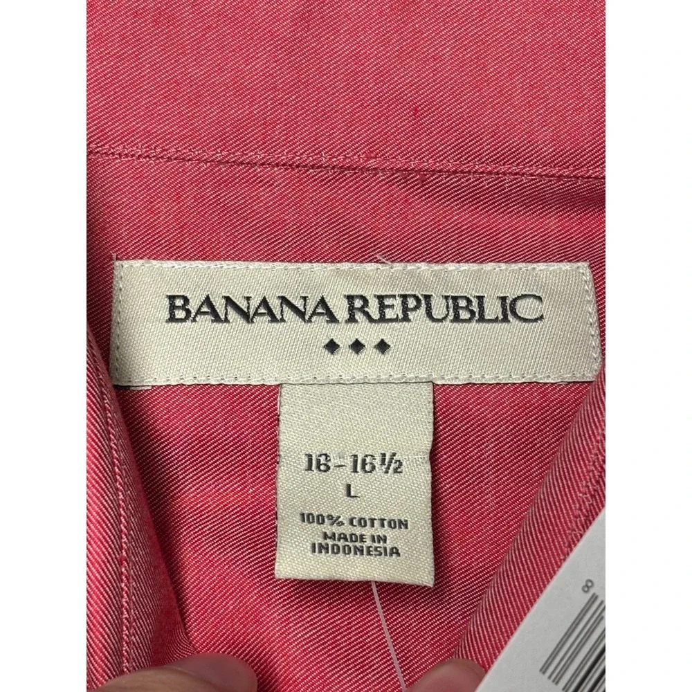 NWT Banana Republic‎ Mens Red Cotton Twill Long Sleeve Button Down Shirt Large